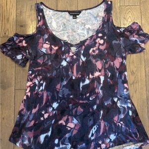 Rock & Republic Purple Pink Cold Shoulder Top